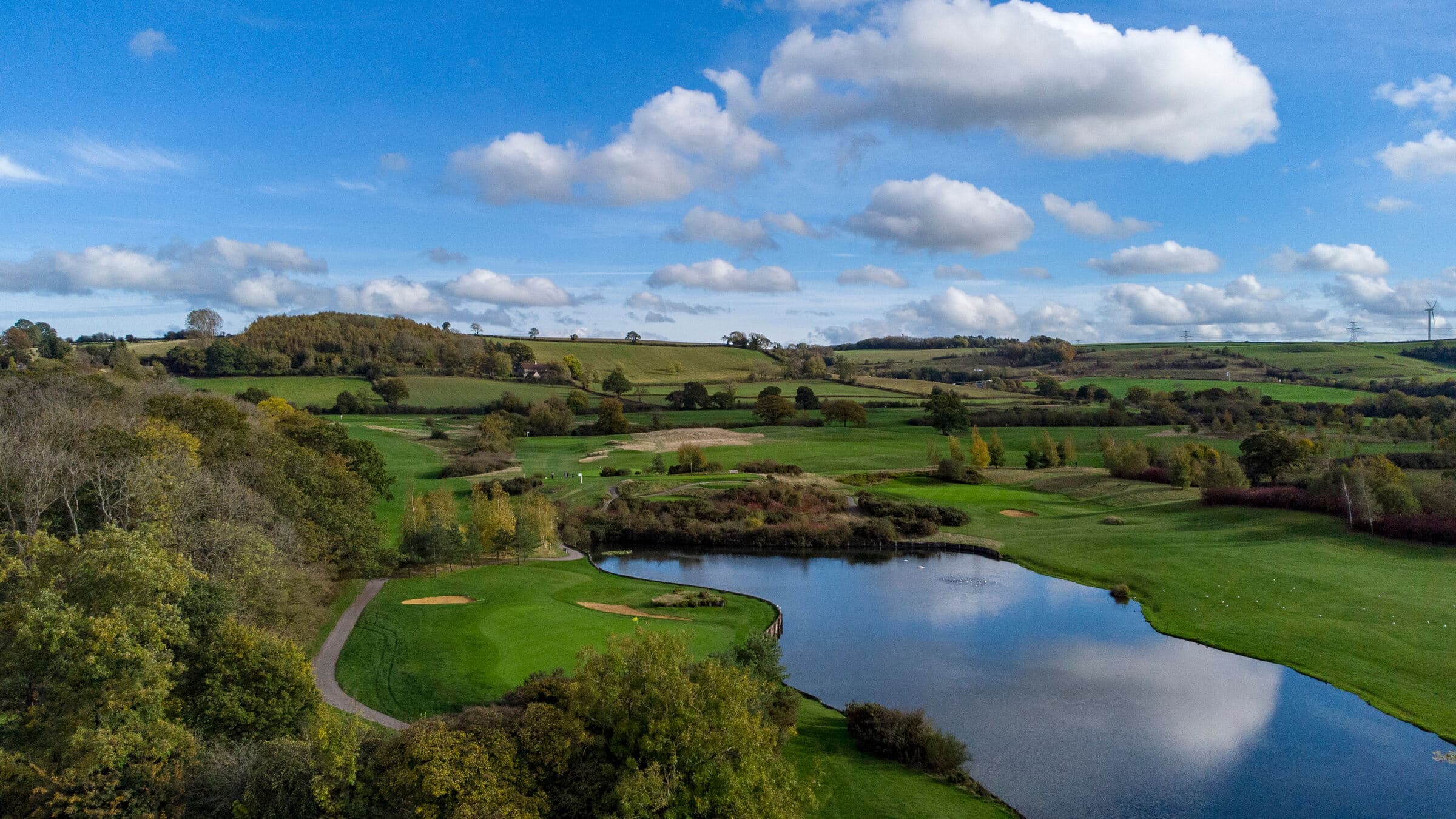 The Players Golf Club course and lake from above